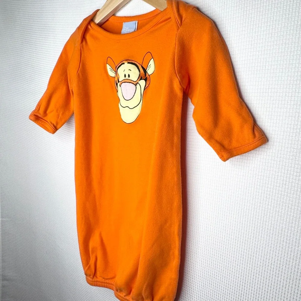 Vintage Disney Baby Embroidered Tigger Orange Sleeper Gown 3-6 Months Early 90s